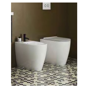 Sanitari Mode filomuro scarico traslato senza brida cm. 53x34 con sedile sottile softclose di Ceramica Globo