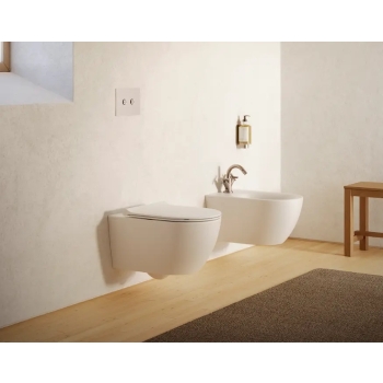 Sanitari Sfera 55 Sospesi 55x35 cm Silentech con Copriwater Up-Fix Basic Frizionato Bianco