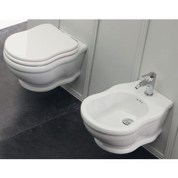 Sanitari Time sospesi cm 54 con sedile in legno di Ceramica GSG
