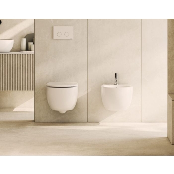 Sanitari Daily New Sospesi 53x35 Senza Brida Bianco Lucido Copriwater Slim Soft-Close