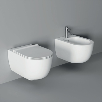 Sanitari Unica sospesi salvaspazio senza brida cm. 50x35 con sedile sottile standard di Ceramica Alice