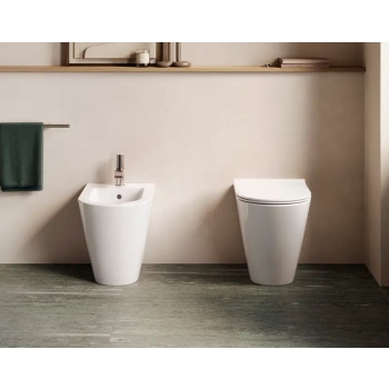 Sanitari Zero 55 Filomuro 55x35 cm Silentech con Copriwater Slim Frizionato Bianco Lucido