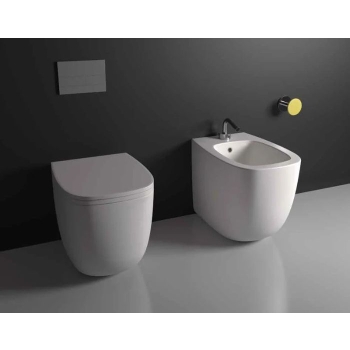 Sanitari Lola Galassia Filomuro 56x40cm Senza Brida Copriwater Slim Soft-Close Bianco Lucido