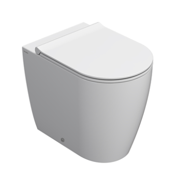 Toilette Mode au ras du mur sans rebord (rimless) déchargement décalé cm. 53x34 blanc brillant