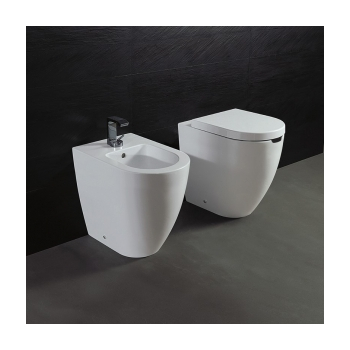 Water Form filomuro rialzato senza brida (rimless) cm. 54x35 con apertura frontale bianco lucido di Ceramica Alice