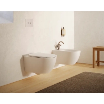 Sanitari Sfera 50 Sospesi 50x35 cm Silentech con Copriwater Up-Fix Avvolgente Frizionato Bianco