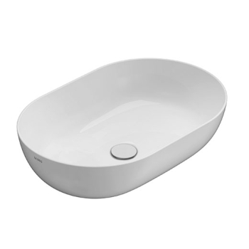 Lavabo T-Edge appoggio 60x41 ovale in ceramica bianco lucido di Ceramica Globo