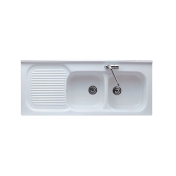 Lavello cucina 2 vasche per mobile 122x50 h5 in ceramica con gocciolatoio sx Florence di Galassia