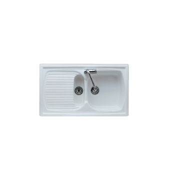 Lavello cucina 2 vasche (1 mini) incasso 86x50 h2 in ceramica con gocciolatoio reversibile Genius di Galassia