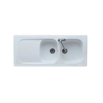 Lavello cucina 2 vasche incasso 116x50 h2 in ceramica con gocciolatoio reversibile Genius di Galassia