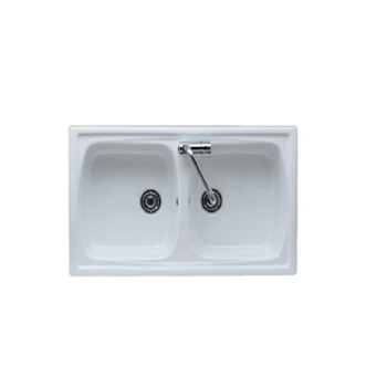 Lavello cucina 2 vasche incasso 86x50 in ceramica reversibile Genius di Galassia