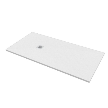 Piatto doccia 100x200 Marmo Resina Slim H2,8 Ardesia Effetto Bianco Opaco